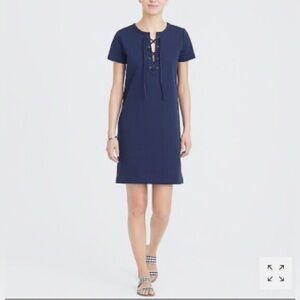 J.Crew Navy Blue Lace Up Short Sleeve Dress